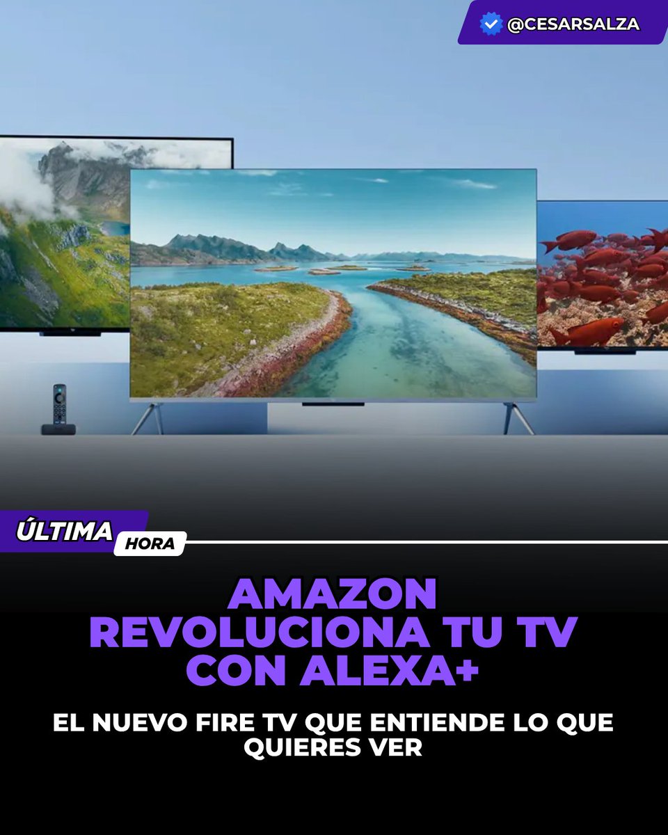 cesarsalza's tweet image. La TV nunca volverá a ser igual.
Amazon presenta la nueva línea Fire TV con Alexa+: más rápida, más inteligente y hecha para cómo realmente ves tus series, deportes y películas.

¿Listo para el futuro del entretenimiento?

#AmazonDevices #AmazonFireTV #AlexaPlus #FireTVStick…