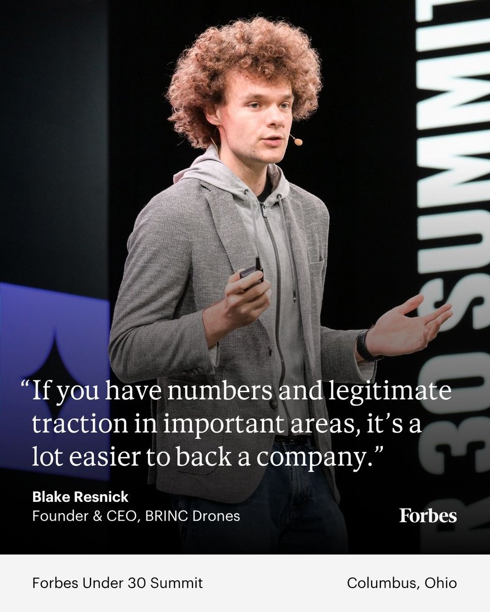 Blake Resnick, founder and CEO of BRINC Drones, spoke about fundraising and finding investors at the 2025 Forbes #Under30Summit. (Photo: Jamel Toppin for Forbes)

Read more: forbes.com/sites/under30n…