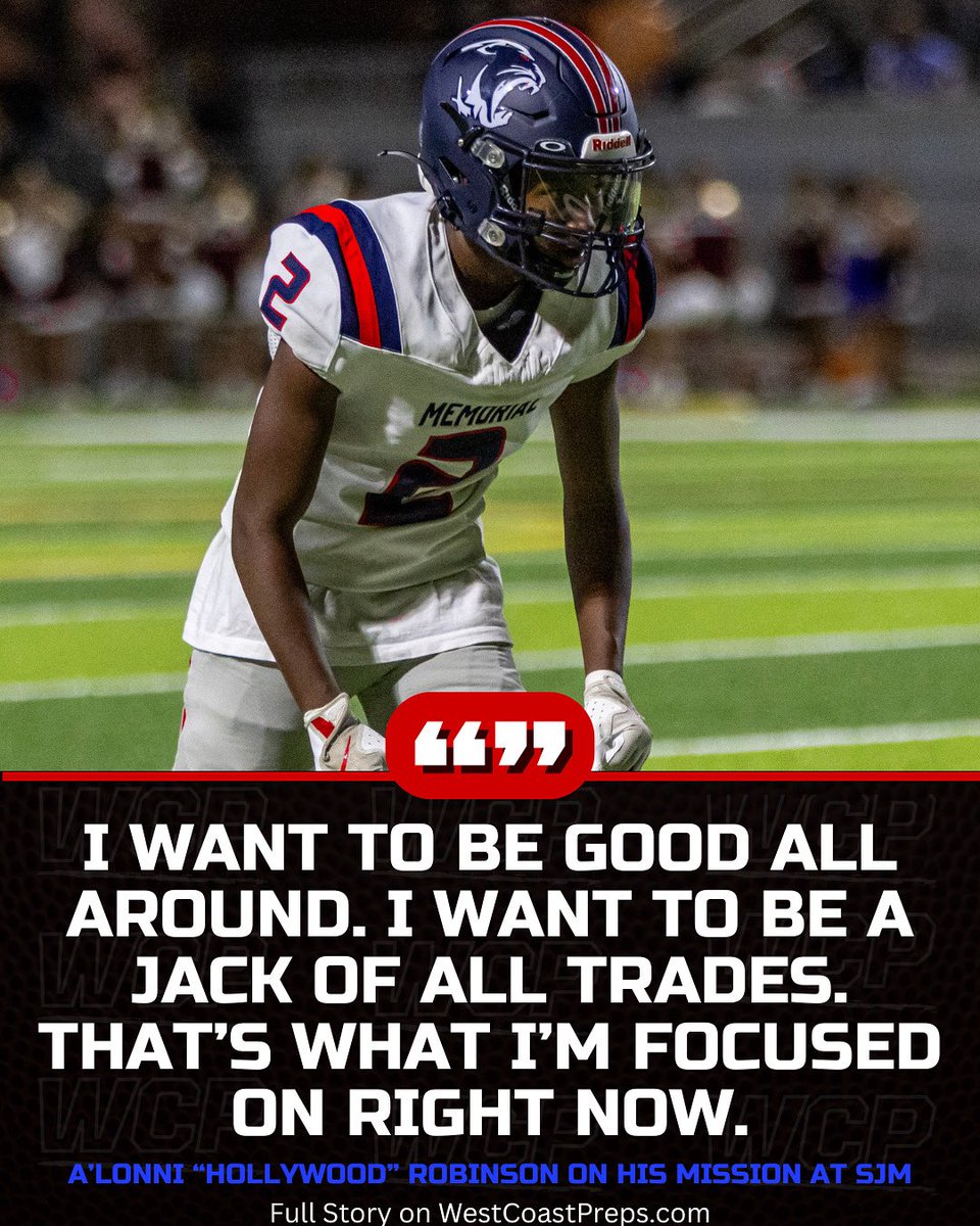 Sophomore A’lonni “Hollywood” Robinson is flashing star power at SJM — hauling in TDs, making defenders miss, and only getting started. 🔥

🔗 Full Story: westcoastpreps.com/alonni-robinso…