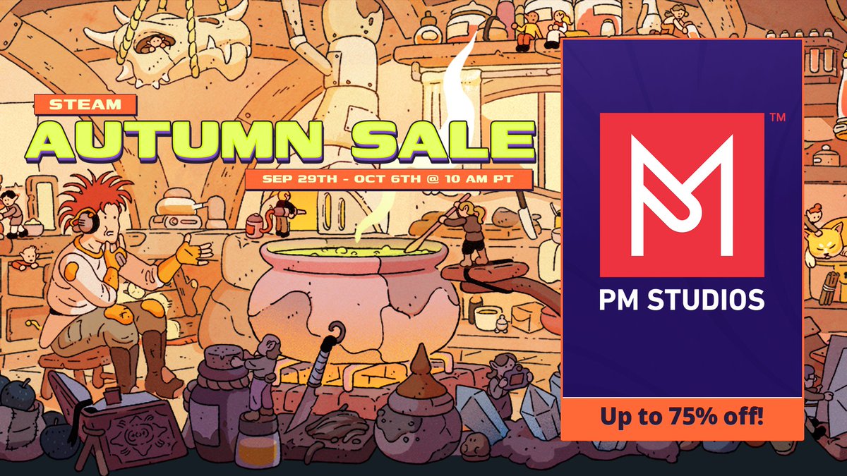 PMStudiosUSA's tweet photo. Can you smell the leaves changing colors? We can smell the sales we've got during the Steam Autumn Sale🍂:

🦗Cricket: Jae's Really Peculiar Game - 50%
🐲Dragon is Dead - 20%
🌍Hoa - 50%
👻Ikai - 50%
🔥Krimson - 50%
👽Exophobia - 40% https://t.co/XN5ZueFY9Y