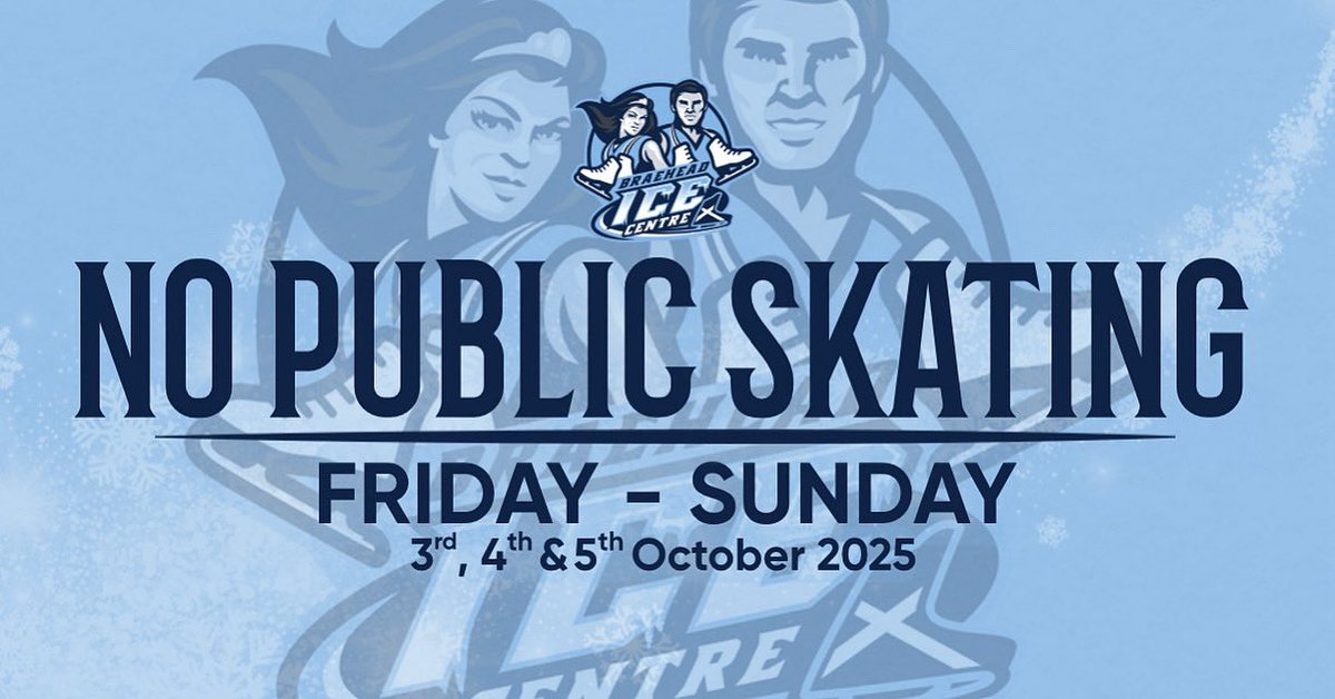 ⛸️ | Please note there will be no Public Skating sessions from Friday 3rd to Sunday 5th October 2025. 

Sessions will resume the following week, please check our website for available dates and session times. 

🌐 bit.ly/IceCentreTicke…