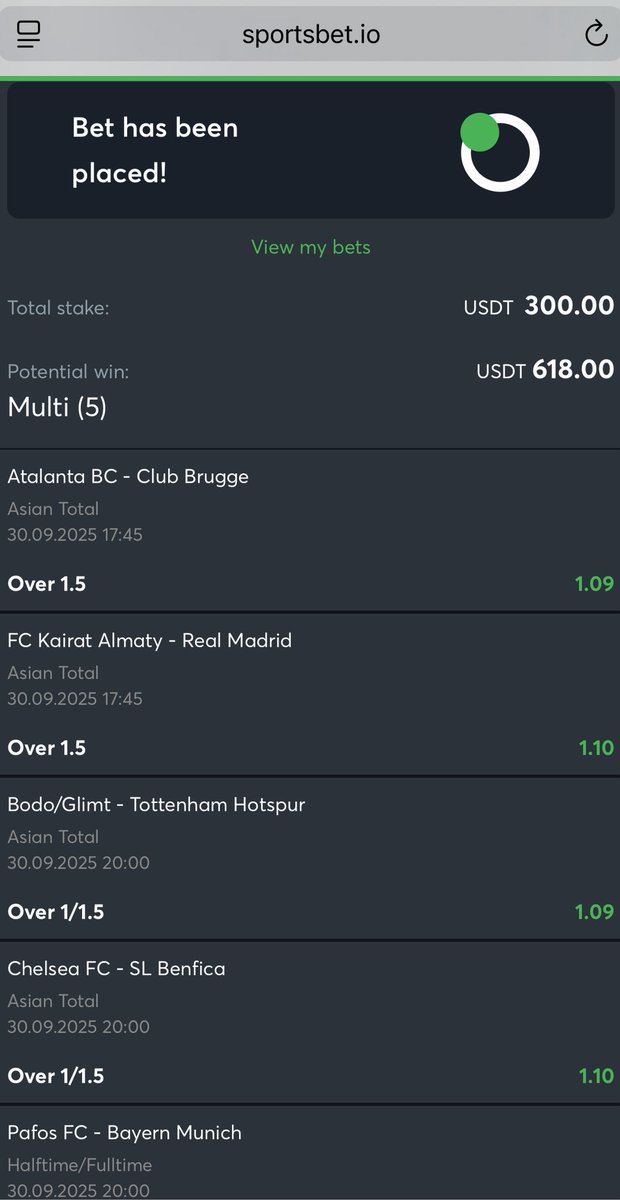 The Champions league is back and I just placed my bets <a href="/Sportsbetio/">Sportsbet.io</a>