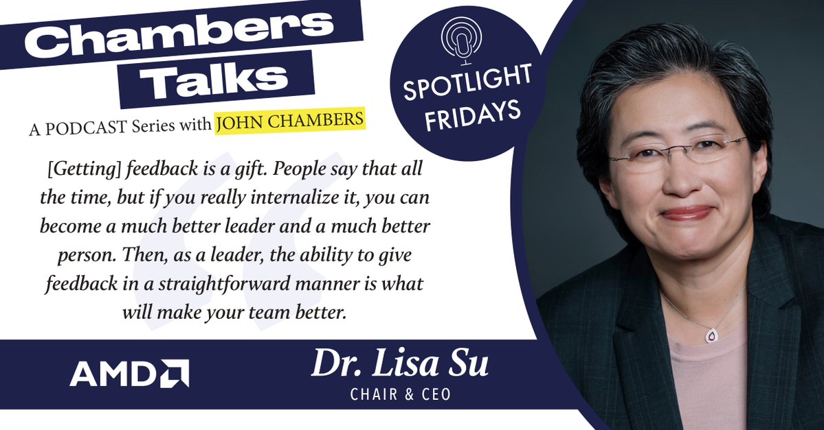 .<a href="/AMD/">AMD</a> CEO <a href="/LisaSu/">Lisa Su</a> recently explained how we're in year 2 of a "massive 10-year cycle" of AI. As a key leader amid this AI transformation, I'm reminded of our convo on my #ChambersTalks #podcast, where she shared great leadership advice &amp; lessons learned.
 jc2ventures.com/chambers-talks…