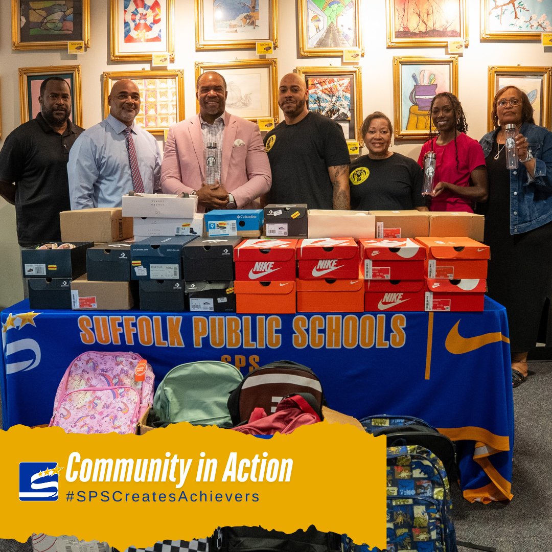 SufVAschools's tweet image. Thank you to the House of Distinguished Gentlemen for donating shoes and backpacks to support SPS students and McKinney-Vento families! Your generosity helps build confidence, character, and brighter futures.
#SPSCreatesAchievers  #CommunityInAction