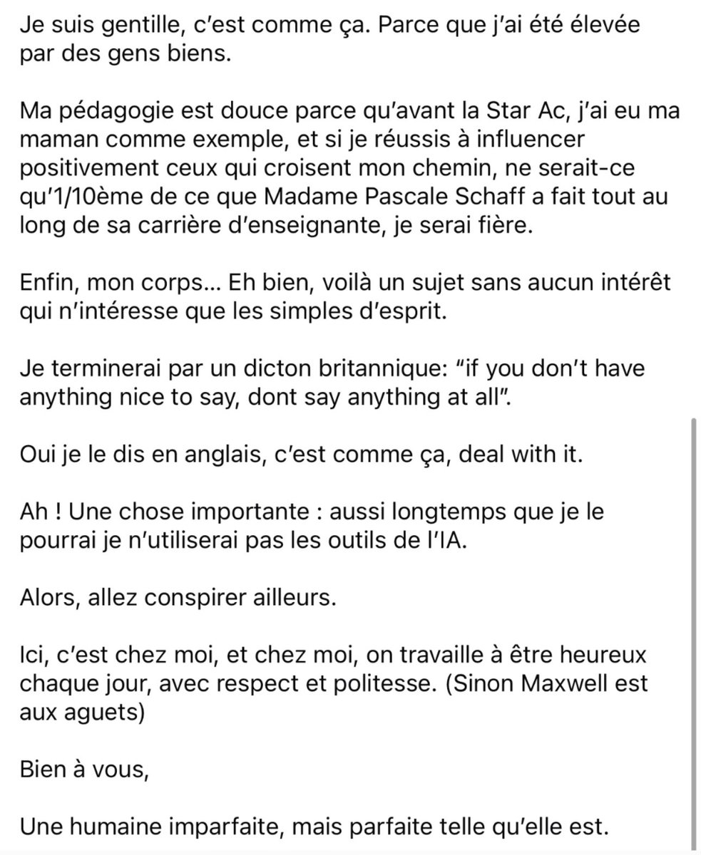 Message écrit par <a href="/MarleneSchaff/">Marlene Schaff</a> que je partage ici 🙏🏻

Rien à ajouter. 🩷