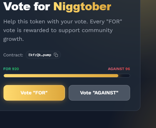 Orium_dev's tweet image. guys smash votes for $Niggtober, the next leg is 300k  pollx.app/#EkfzQkfLKdpVY…
almost 900 votes