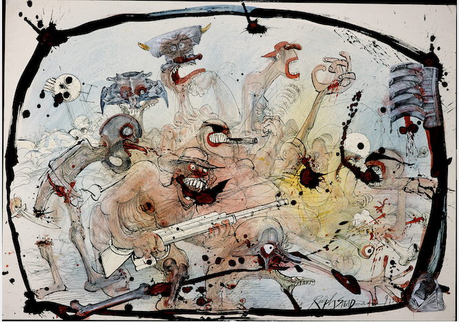 SteadmanArt's tweet image. Loving others can be a messy business, like hugging fireworks or kissing broken glass. Tenderness tangled with chaos, but without it we’re just meat in motion.  Madness, mercy, and the only real revolution. 

#LoveOthersDay #RalphSteadman #Illustration #LoveNotHate