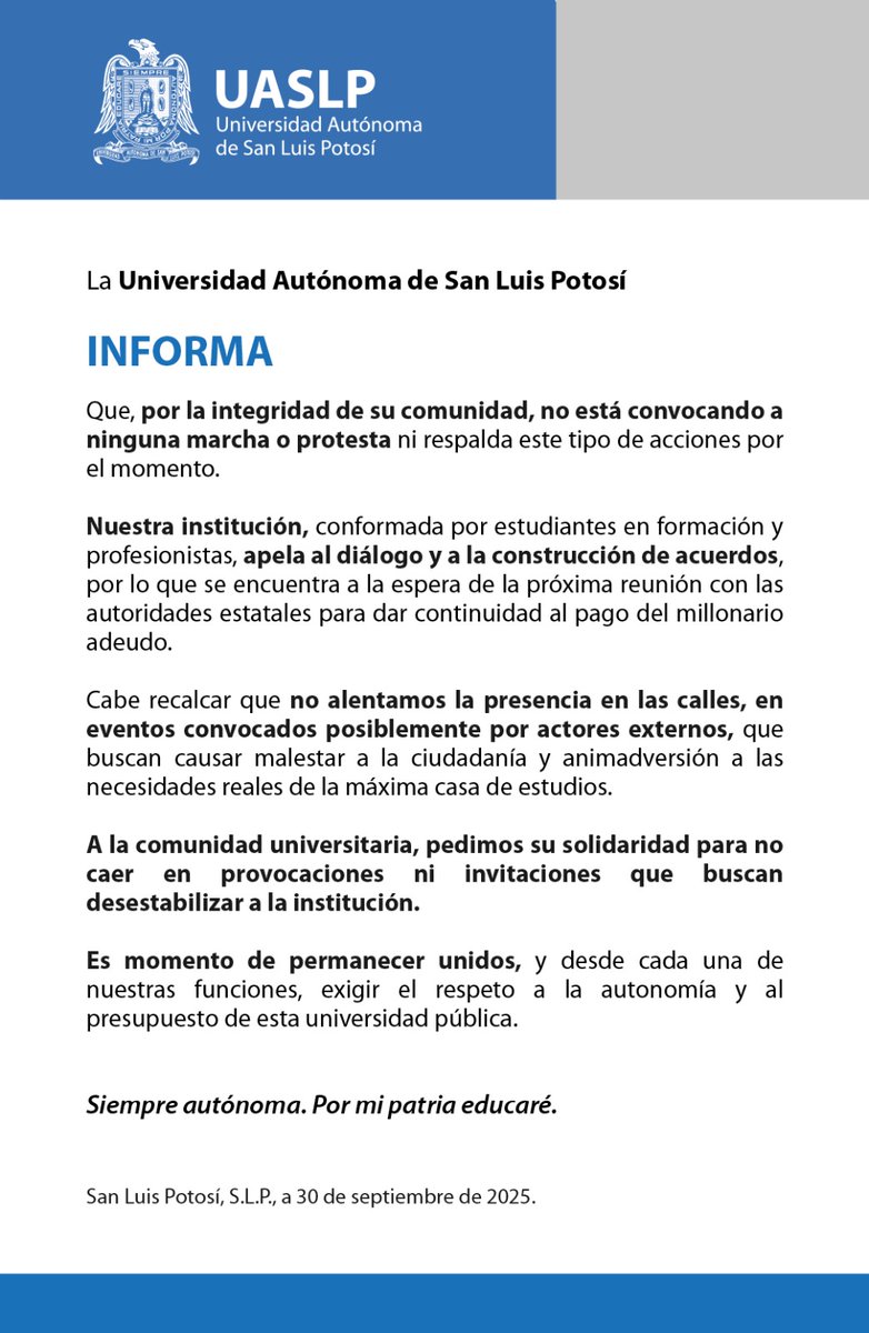 LaUASLP's tweet photo. 💙💛 La #UASLP informa: https://t.co/nZyvyWrWLF