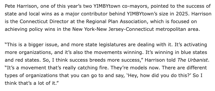 This year's <a href="/YIMBYtown/">YIMBYtown</a> was a success for a number of reasons — a major one being a string of wins for the pro-homes movement. 

"It's a movement that's really catching fire," <a href="/PeteHarrison860/">Pete Harrison</a> told <a href="/UrbanistOrg/">The Urbanist</a>