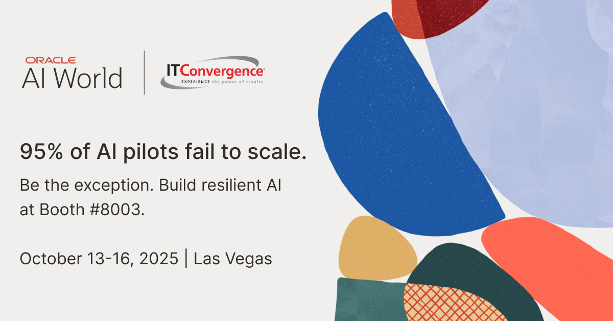 IT_Convergence's tweet image. 95% of AI pilots fail to scale due to brittle workflows and poor integration. As one of only 10 Oracle CSPEs, we’re helping businesses succeed with cloud and AI at Oracle AI World 2025. Book a consultation: hubs.ly/Q03Lxk_R0

#AIWorld #OCI #Integration #CloudMigration #CIO