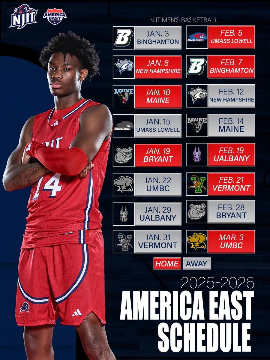 Presenting our full 2025-26 schedule 🏀📅

🎟️ Tickets: NJITtix.com

#UNITY | #RollTech⚔️