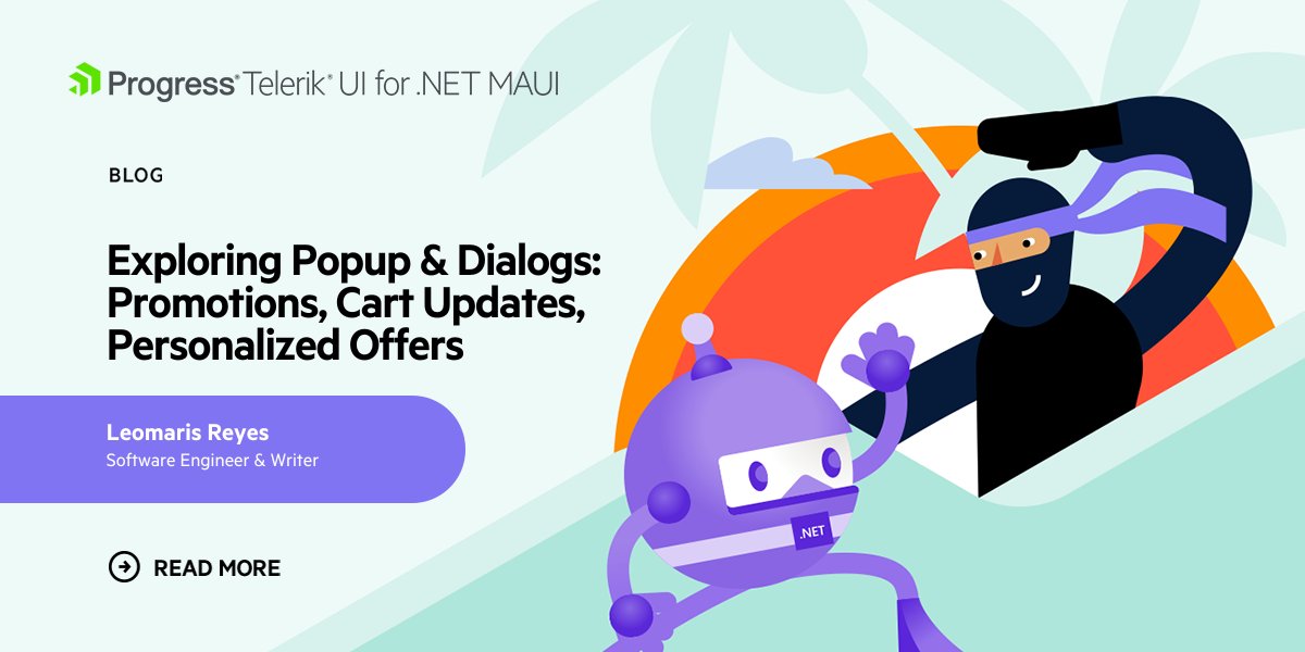 Telerik's tweet image. No need to guess if your user saw that important message if you have popups at your disposal! 😉
In fact, they are also perfect for real-time events like order updates or validation errors.
Grab @LeomarisReyes11's blog & learn how to implement them in your #dotNetMAUI app:…