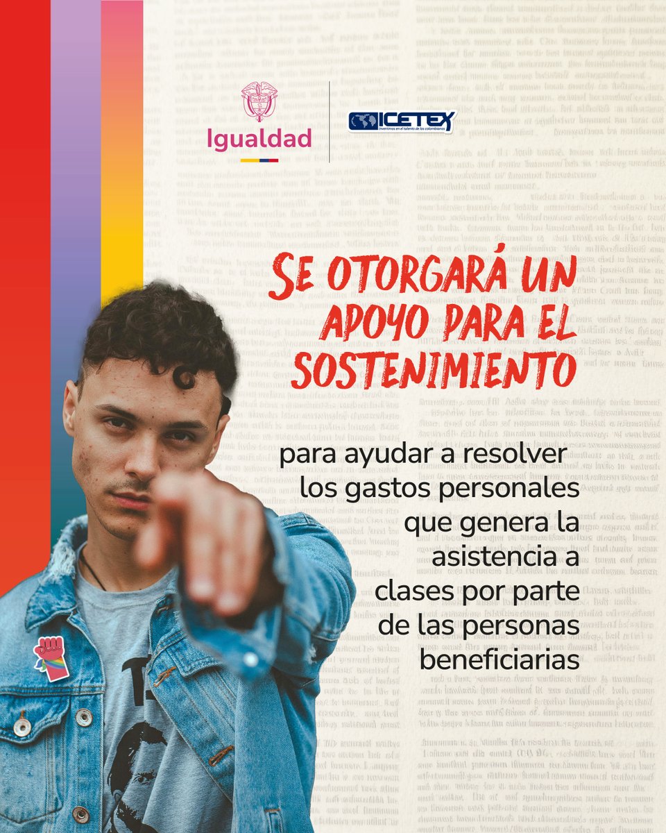 MinIgualdad_Col's tweet photo. ¡Llegó tu oportunidad!
Si eres persona con discapacidad o haces parte de la población LGBTIQ+, ya puedes participar en la convocatoria del Fondo #EDUMINIGUALDAD, creado por el Ministerio de Igualdad y Equidad junto al ICETEX.

+ $8.300 millones en créditos condonables para que accedas, permanezcas y finalices tu carrera universitaria.
+ En universidades privadas: apoyo para matrícula + sostenimiento.
 + En universidades públicas: apoyo de sostenimiento durante toda la carrera.

 Fechas clave:
Publicación de convocatoria: 30 de septiembre de 2025
Inscripciones: 1 al 15 de octubre de 2025
Resultados: 2 de diciembre de 2025
Para más información: Web MinIgualdad https://t.co/E88ej0Gf0s

 Inscríbete en: https://t.co/kEteLj92Dv

Con #EDUMINIGUALDAD seguimos construyendo un país más justo, inclusivo y con igualdad de oportunidades.
