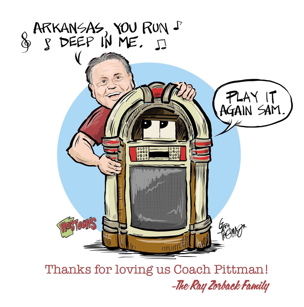 Sam’s farewell. Thank you sir. Go Hogs! <a href="/CoachSamPittman/">Coach Sam Pittman</a> <a href="/RazorbackFB/">Arkansas Razorback Football</a> <a href="/wholehogsports/">WholeHogSports.com</a> #hogtoons #sampittman