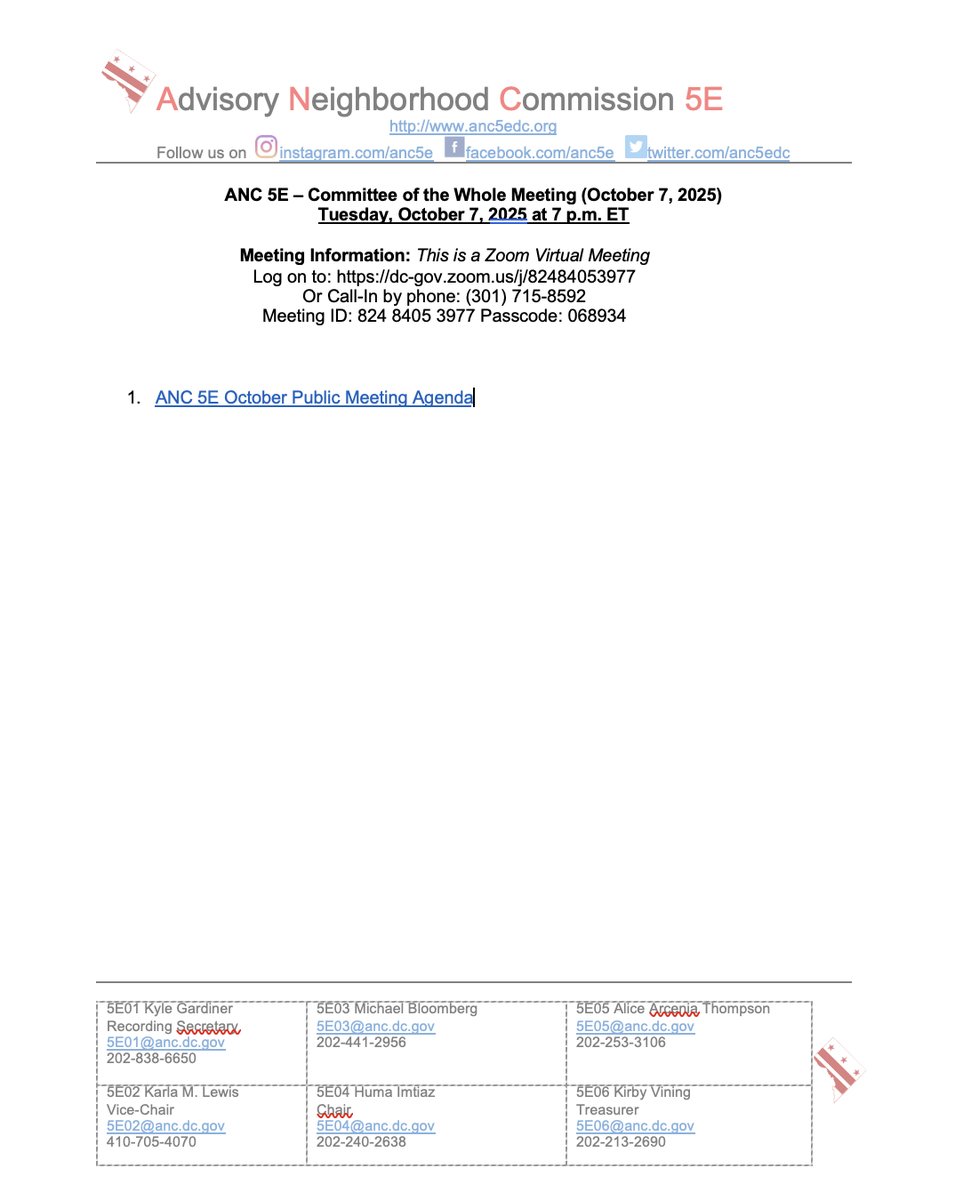 Advisory Neighborhood Commission 5E tweet media