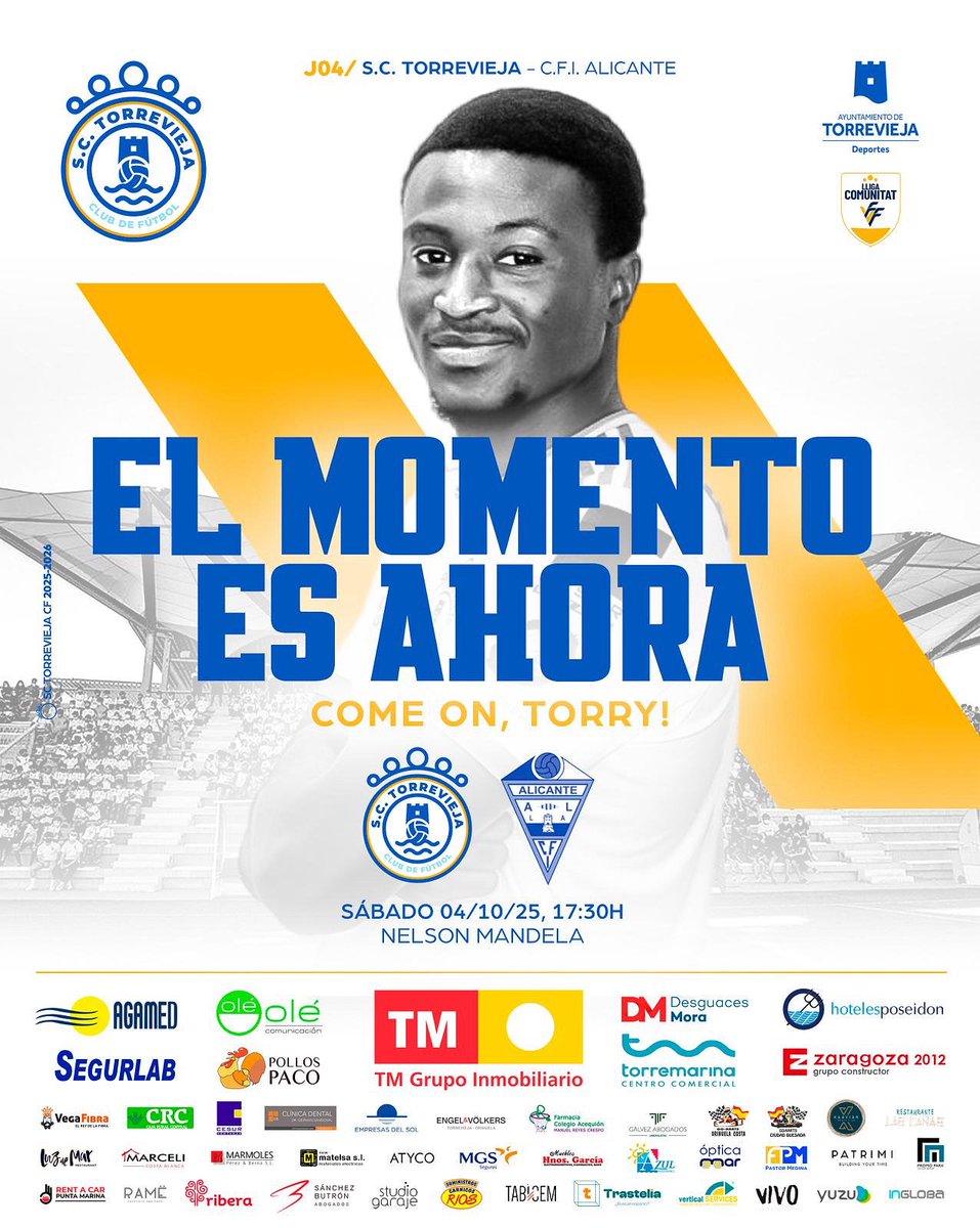 #J04
Cuarta jornada de liga este
Sábado día 4 de Octubre.
Jugaremos en el Nelson Mandela frente al C.F.I. ALICANTE

Vamos afición a animar a nuestro equipo .

📆 04/10/25
⏰ 17:30
🏟️ Nelson Mandela.
🆚 CFI ALICANTE.

#SCTorrevieja
#torrevieja
#VamosTodosJuntos