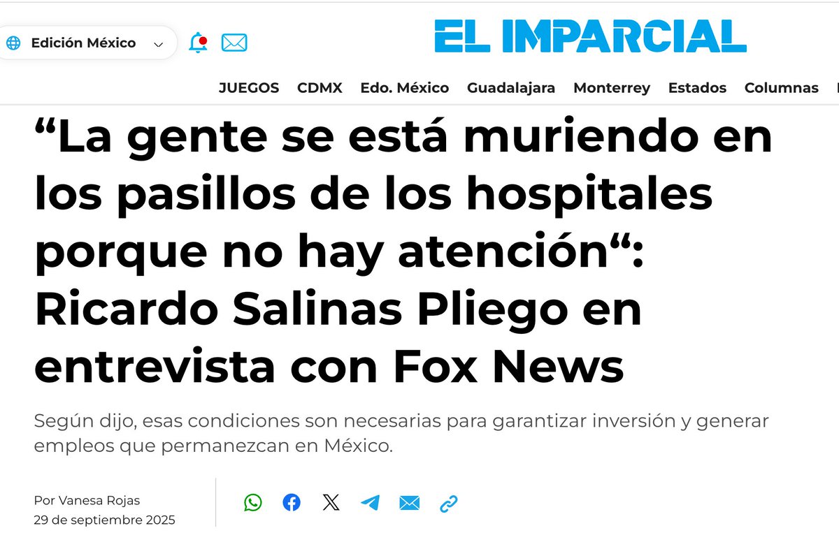 temoris's tweet image. Que un especialista en mentiras que suele acusar a otros de mentir se queje de que dañan la salud pública habiendo hecho tanto contra la salud pública, no es sorpresa.

@RicardoBSalinas fue al otro lado a convencer de que se preocupa muchisísimo por los enfermos que se mueren en…