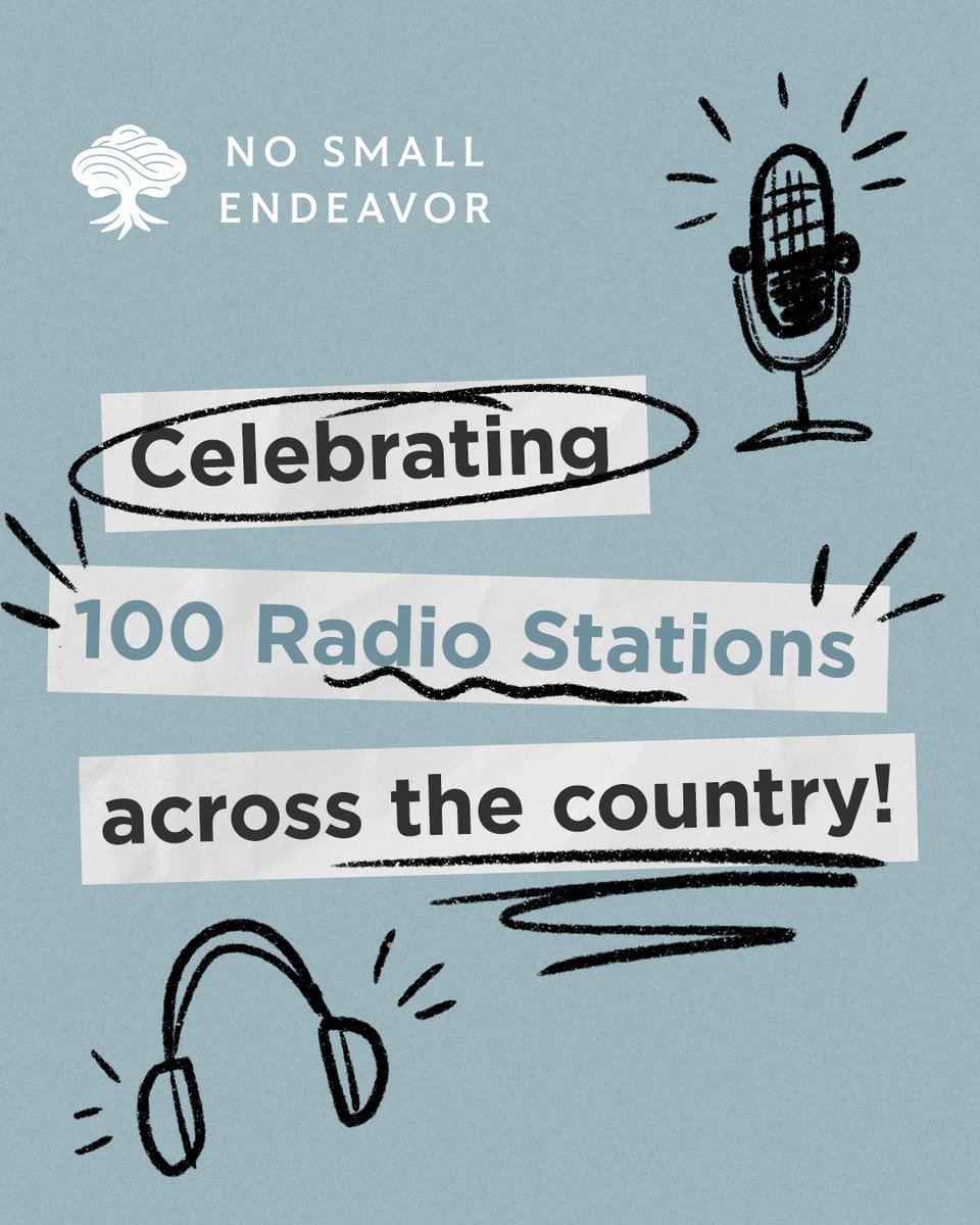We are celebrating our show being on 100 radio stations all across the country! Thanks to all our radio partners and listeners! Want No Small Endeavor on your local radio station? Visit PRX Exchange for more info.