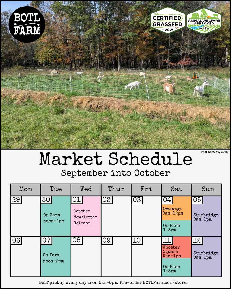 BOTLFarm's tweet image. Our goats are happily grazing between two of our new swales. More info on these swales in this tomorrow’s newsletter.
odoo.botlfarm.com/newsletter 
#cornfree #soyfree #animalwelfareapproved #organicfed #pastureraised #nongmo #grownconnected #ctgrown #BOTLFarm