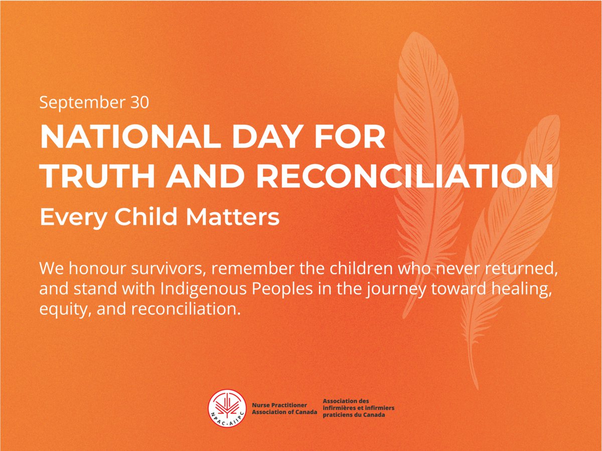 Today, NPAC honours the National Day for Truth &amp; Reconciliation. We remember the children taken, families broken, and harms that continue.
We commit to amplifying Indigenous NP voices, advancing reconciliation in health care, and creating spaces for listening &amp; healing.