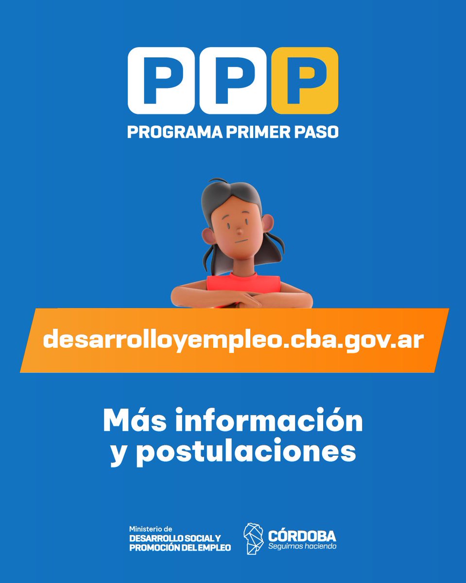 HabitatyDE's tweet photo. 🙌 ¡Ya podés anotarte al #PPP2025!
👉 Si tenés 16 a 25 años y vivís en Córdoba, sumá tu primera experiencia laboral.
📲 Más info y tutoriales: https://t.co/wT8pwFTIkI
#ProgramaPrimerPaso #OportunidadLaboral https://t.co/W33a7z6MXI