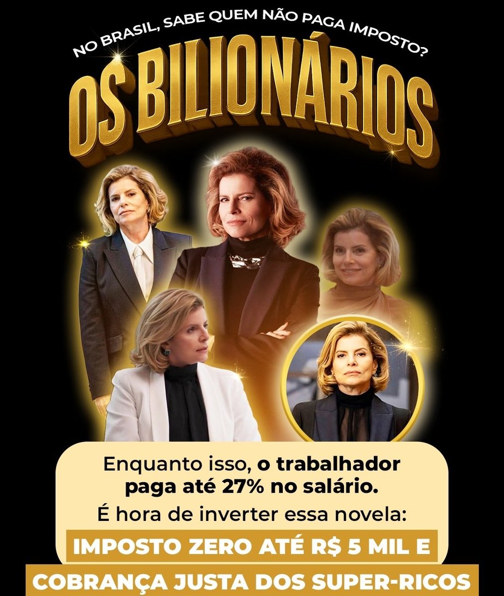 LulaDilma13's tweet photo. Não vamos aceitar bilionários fora do imposto!

IMPOSTO ZERO
TAXAÇÃO BBB
BRASIL JUSTO
POVO SEM IMPOSTO https://t.co/Oh4tgxppMj