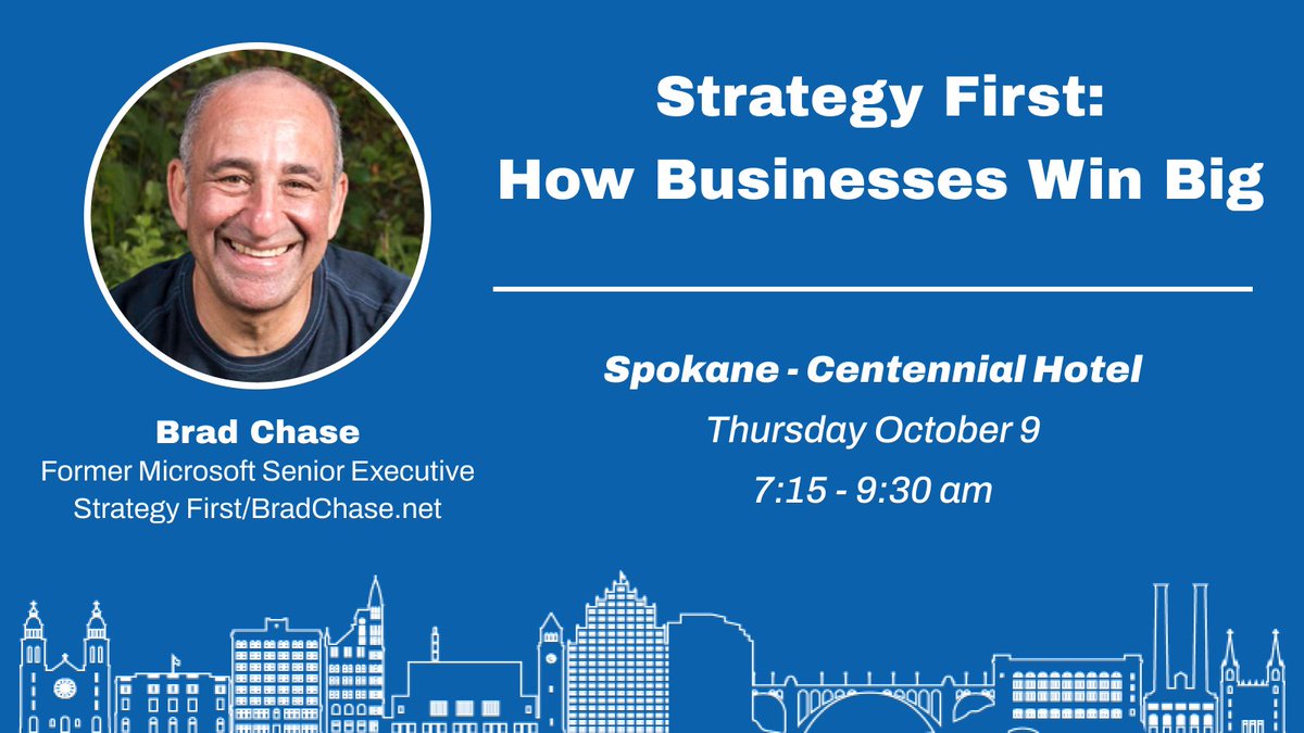 Why do some businesses win big while others don’t?

Find out with Brad Chase (former Microsoft SVP, strategist &amp; author of Strategy First) at #CEOtoCEO Live.
📅 Oct 9 | Spokane, WA
✨ Signed book included!
🔗 [na2.hubs.ly/H01l_gv0]

#Leadership #BusinessStrategy
