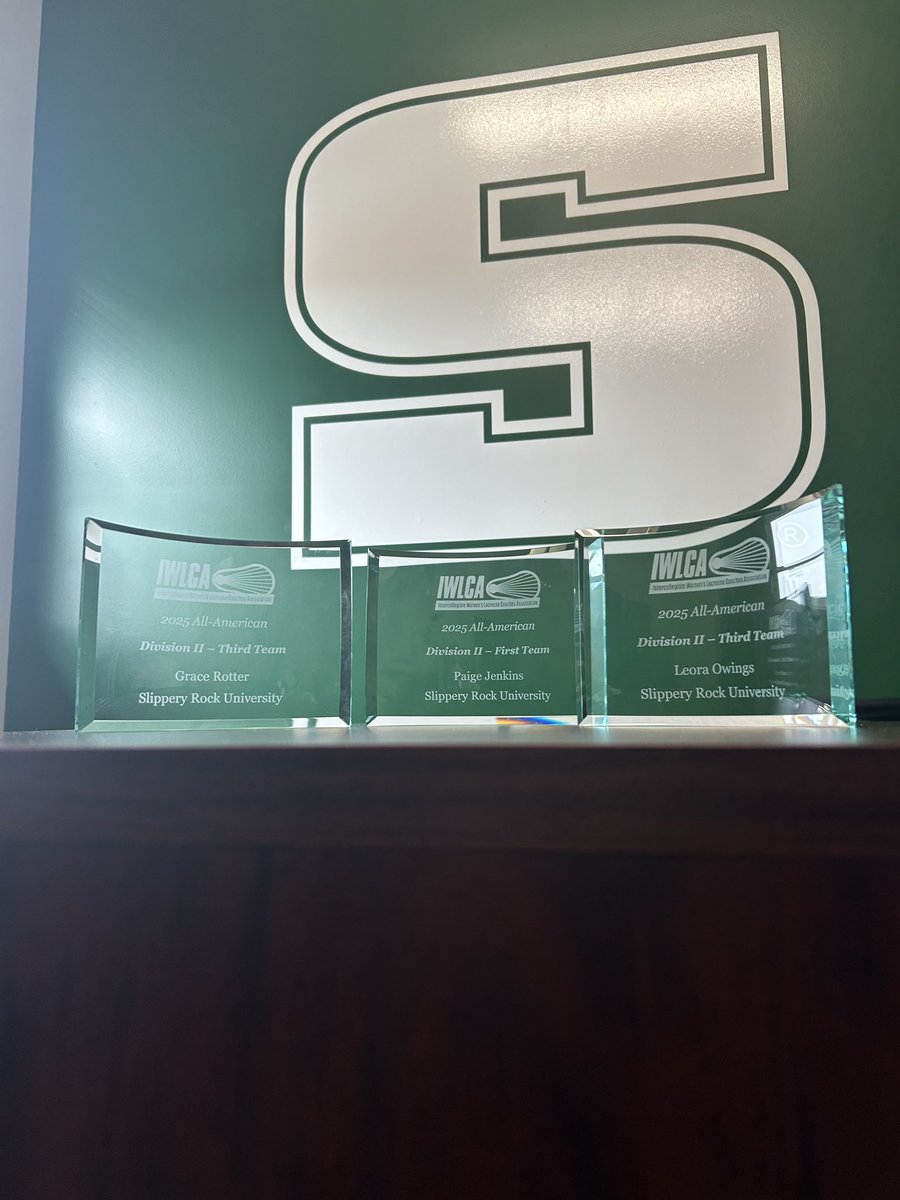SRUwlax's tweet photo. IWLCA All-American hardware is here!! 

Congratulations again to Paige, Grace, and Leora for their successes last season! https://t.co/TjxcJbvBBM