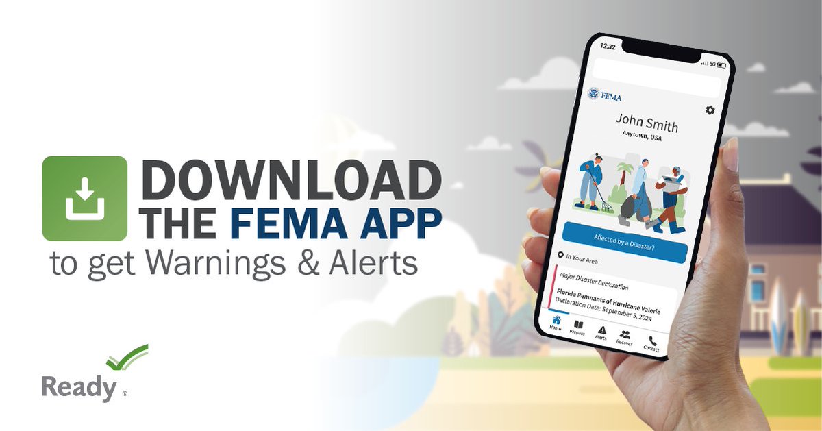 📱 Stay ready with the free FEMA app!

- Get real-time weather alerts.
- Access disaster tips &amp; resources.
- Locate emergency shelters in your area.

Download the app today to stay informed before, during and after a disaster. #PreparednessStartsAtHome