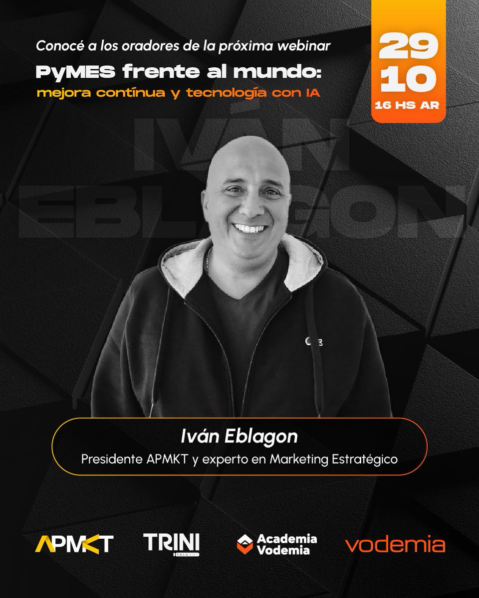 Conocé a Iván Eblagon, Presidente de APMKT. En el webinar mostrará cómo la mejora continua en el marketing estratégico impulsa la competitividad de las PyMES  ➡️linkedin.com/in/ivaneblagon/
