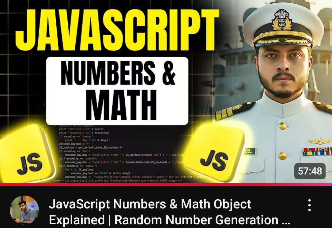 YashSainiCodes's tweet image. 📅 Day 30 – Web Development Journey
Topics Covered:
Numbers
Math Object
Thanks 🙏 to @rohit_negi9 Bhaiya & @adityatandon02 Bhaiya for an amazing course!
#180DaysOfCode #WebDevelopment #CoderArmy