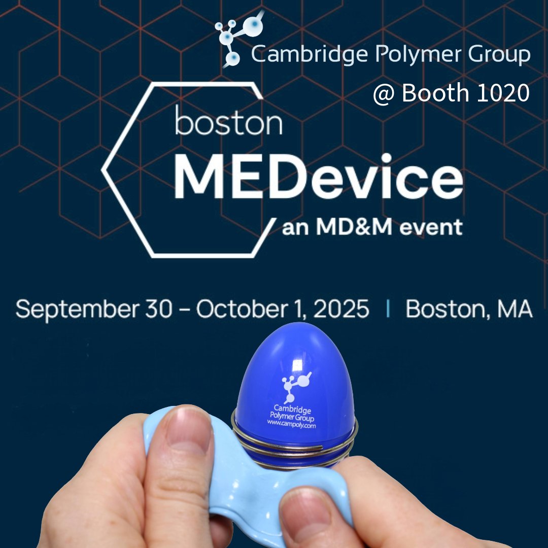 campolygroup's tweet image. MEDevice Boston is happening now! Visit Booth 1020, chat about your polymer problems, and grab some psycho-rheologically satisfying silly putty. Our materials team is ready for your tough questions—come say hi! #MEDeviceBoston #PolymerScience