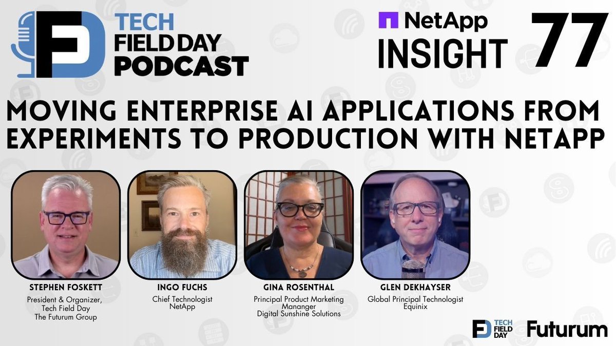 TechFieldDayPod's tweet image. Looking ahead to NetApp Insight ➡️ 🧠 

Stephen Foskett, Gina Rosenthal, Glenn Dekhayser, and NetApp's Ingo Fuchs discuss how moving AI to production demands careful data management, governance, and ethics—areas where NetApp excels. 

#TFDPodcast #TFDx #NetAppInsight #AI #Data
