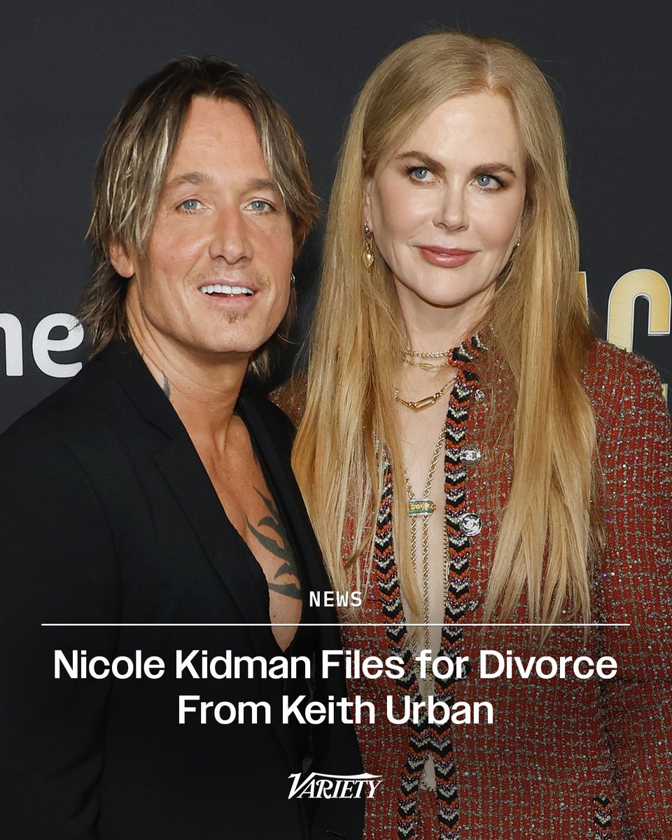 Nicole Kidman has officially filed for divorce from Keith Urban, one day after news broke about their separation. The Oscar winner and country music star were married for 19 years. variety.com/2025/film/news…