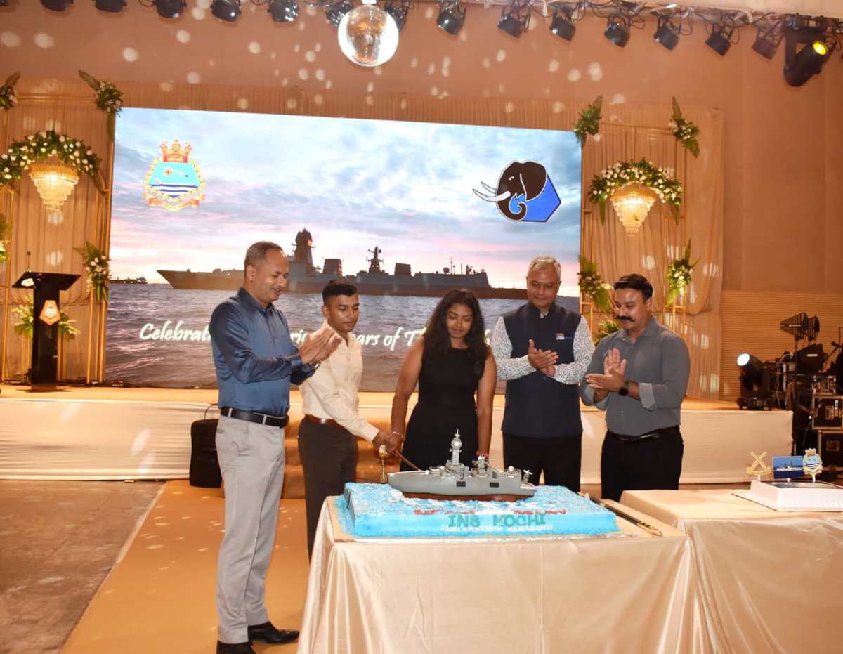 The #ToughTusker - #INSKochi, second Indigenous P15A class destroyer of the #SwordArm marks 10 glorious years of service to the nation. The ship has been at the forefront of multifaceted Naval Operations of the #IndianNavy

<a href="/indiannavy/">SpokespersonNavy</a>
<a href="/IN_WNC/">Western Naval Command</a>
<a href="/DefPROMumbai/">PRO Defence Mumbai</a>