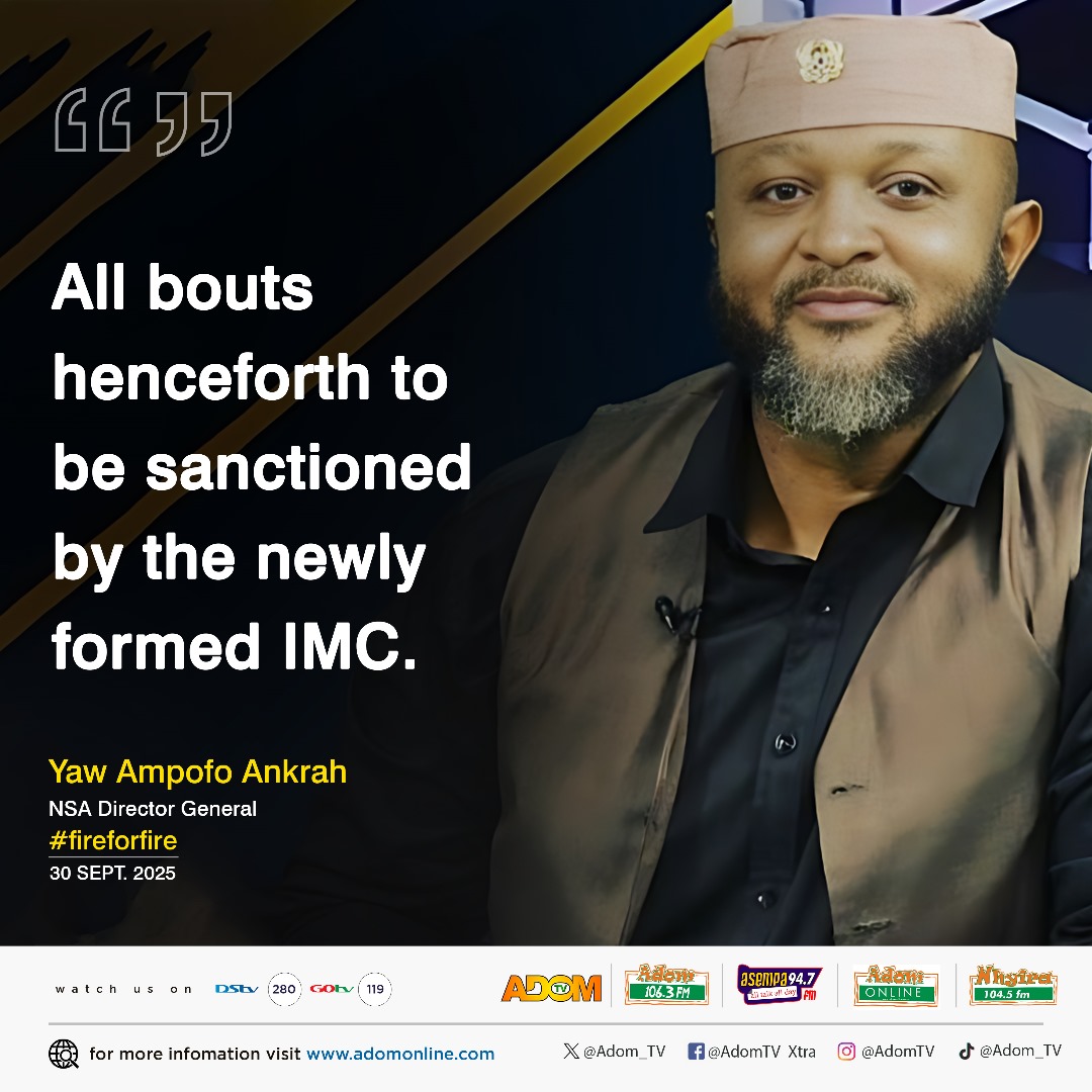Asempa947_FM's tweet image. All bouts henceforth to be sanctioned by the newly formed IMC. - Yaw Ampofo Ankrah, NAS Boss.

#Asempasports
#fireforfire