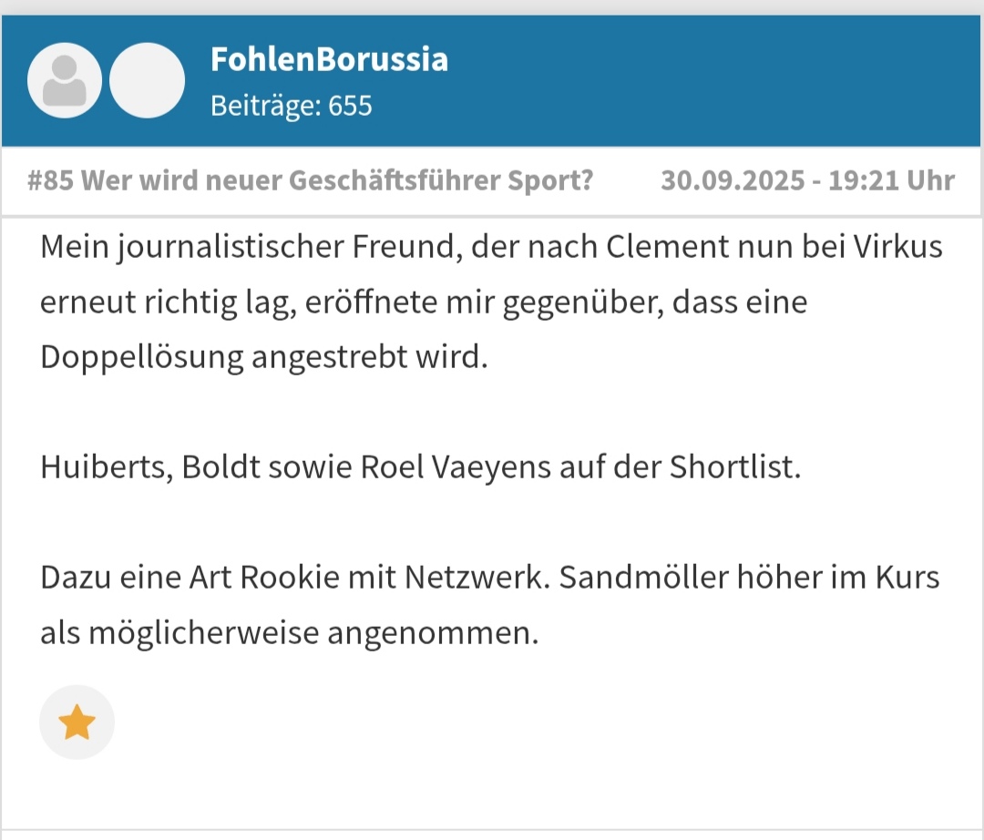 Mic_713's tweet image. Neue Namen aus dem TM Forum.

Ich denke #Vaeyens denkt sich keiner einfach so aus, daher könnte vielleicht wirklich was dran sein.
#Huiberts würde ich persönlich sehr begrüßen, auch wenn es wieder einer mit &quot;Stallgeruch&quot; wäre. Macht einen Topjob in 🇳🇱.

#Virkus #Borussia