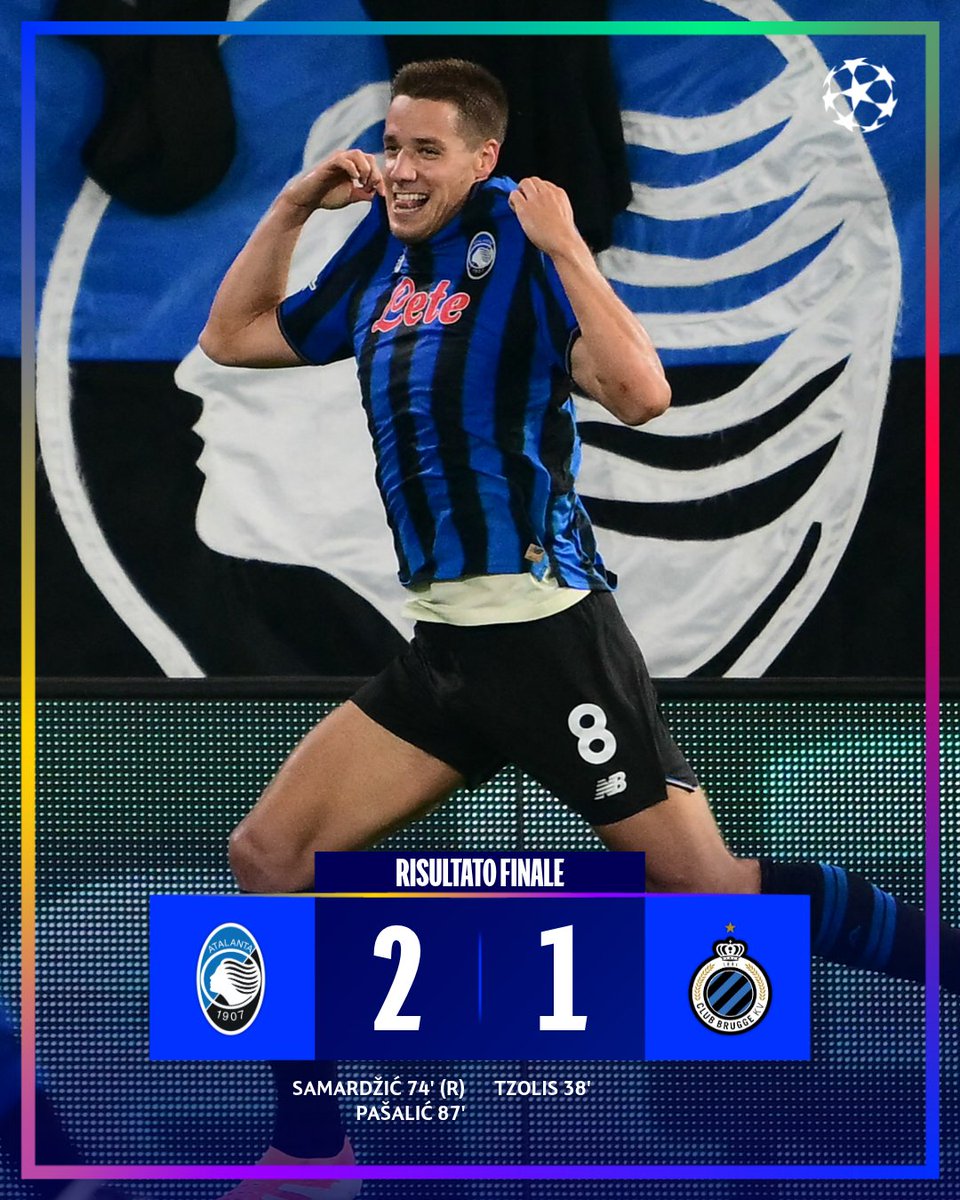 ⚫🔵 L'Atalanta vince in rimonta contro il Club Brugge

#UCL