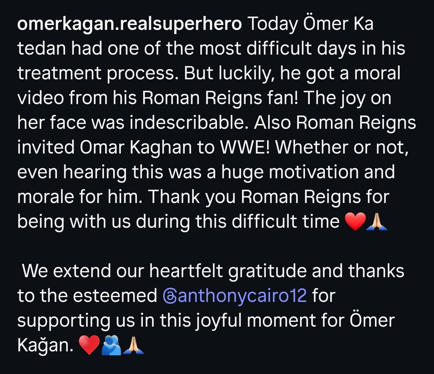 G2HXJuDWwAAg5E2?format=jpg&name=large Fans Left In Tears After Roman Reigns Emotional Message To A Child Battling Cancer