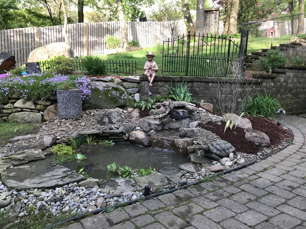 GardenStateKoi's tweet image. Picture this in your backyard 💧 A serene pond, custom-designed just for you. Whether it’s a new installation or a renovation, our team can bring your vision to life. Call 845-651-4100 to get started! #BackyardPond #WaterFeatureDesign #PondInstallation