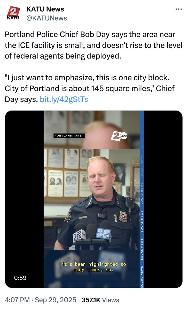 "PPB Monitors Gathering Around ICE Facility for Criminal Activity; No Arrests Made"

Make no arrests means there is no crime, right <a href="/ChiefBobDay/">Chief Bob Day</a>? Like how the PPB made no arrests in the times I was beaten and nearly killed by Antifa.

You emphasized that it was just "one city