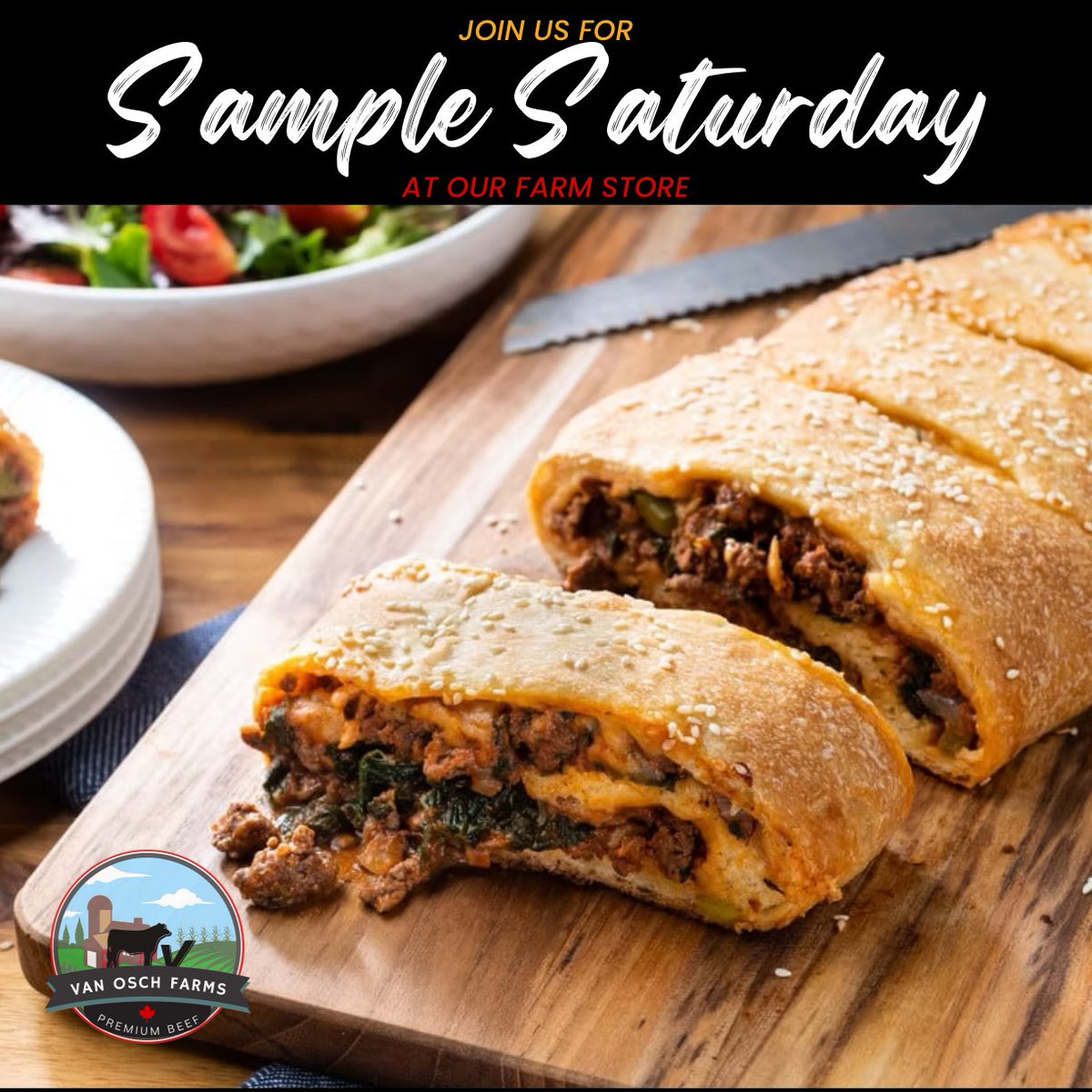 VanFarms's tweet image. This upcoming Sample Saturday, on October 11, we will be tasting Stromboli made with Van Osch beef. It&apos;s like the rolled-up cousin of pizza – easy to eat with your hands and kids love it. See you there! #eatlocalsupportlocal #ontariofarmers #localbeef #ontariomade #kidfood