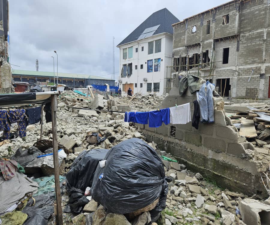 The demolished market