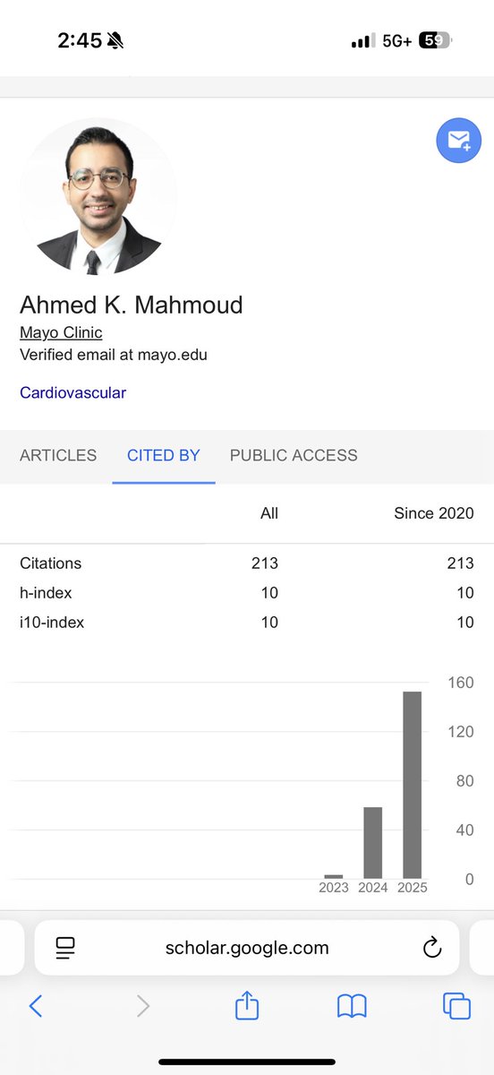 Hit a small but meaningful milestone, 200+ citations, much earlier than I expected!

Grateful to my mentors and colleagues for their support. Excited to keep collaborating and growing on my path to becoming an academic physician.

Reza Arsanjani <a href="/ChadiAyoub1/">Chadi Ayoub</a> Richard Patten