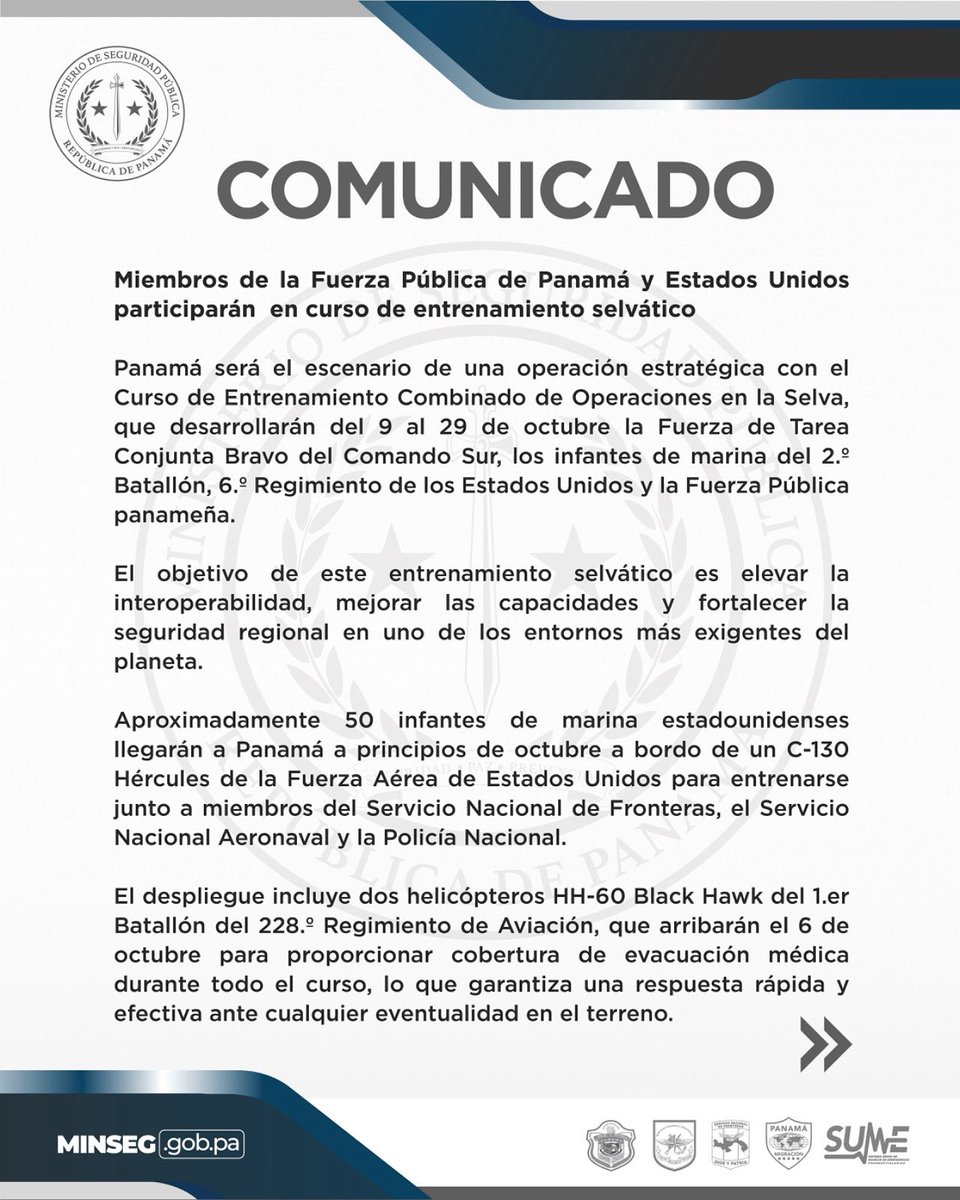 Ministerio de Seguridad Pública de Panamá tweet media