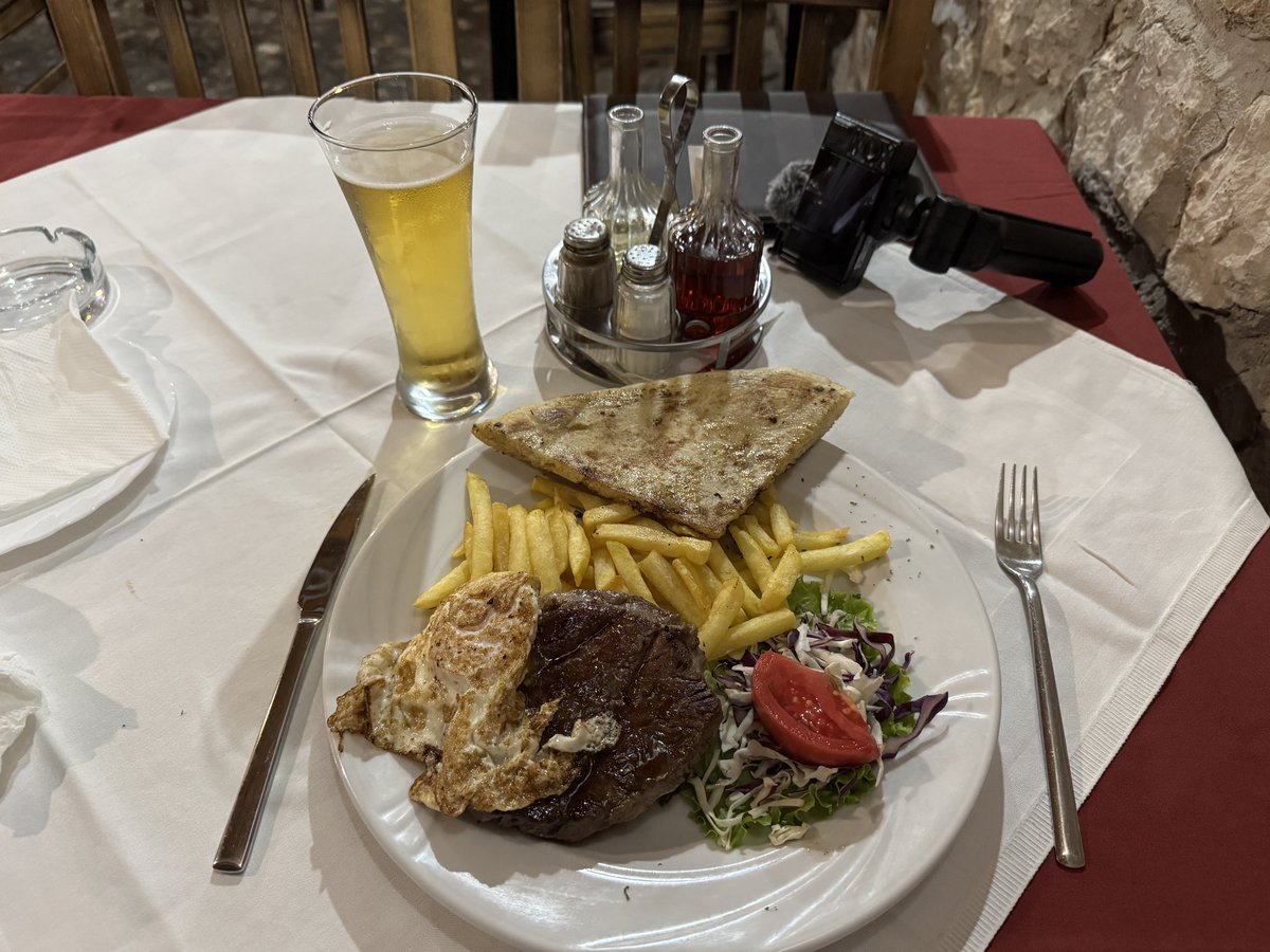 Terrific day in Mostar, got to see the legendary Stari Most, or Old Bridge, as we say in English. Weather was great, climbed a mosque minaret for the first time &amp; ate like a king. All good.