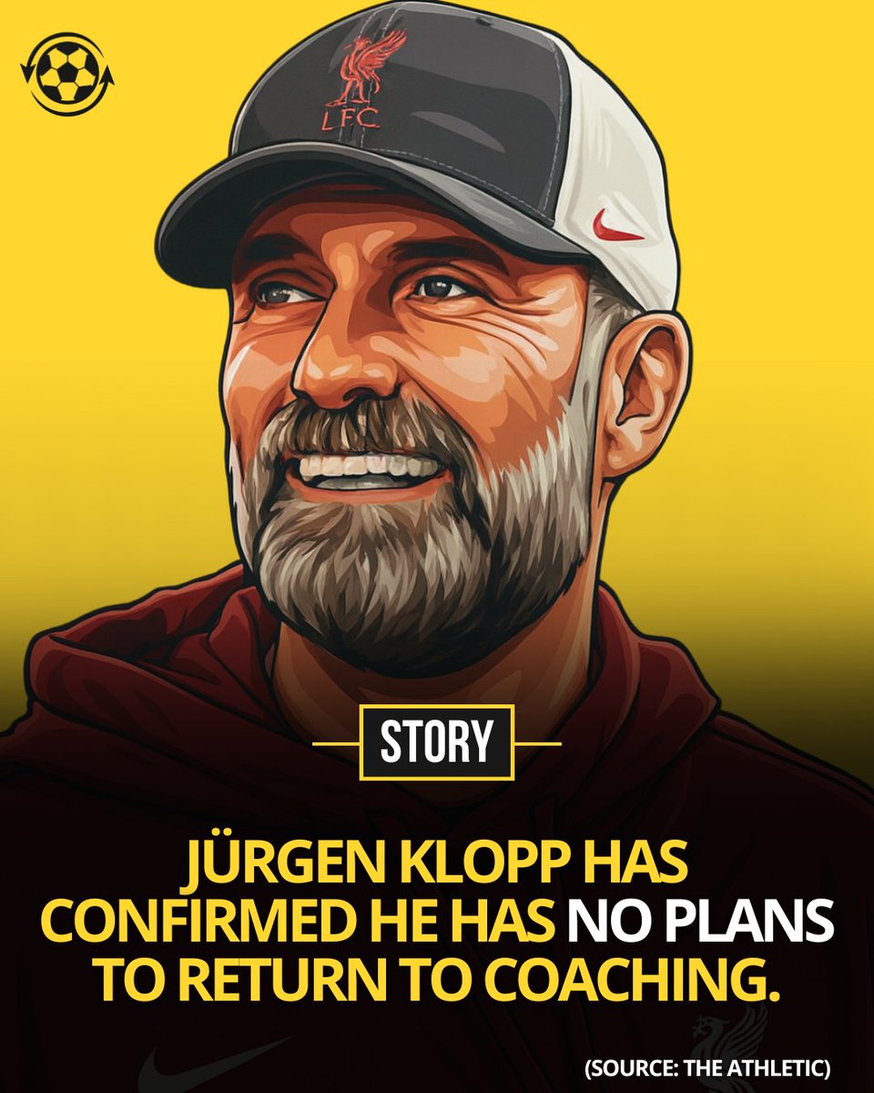 DeadlineDayLive's tweet photo. 🚨 𝗕𝗥𝗘𝗔𝗞𝗜𝗡𝗚: Jürgen Klopp has confirmed he has no plans to return to coaching.

He feels done with management at 58-years old.

(Source: @TheAthleticFC) https://t.co/0tk4QV8asD