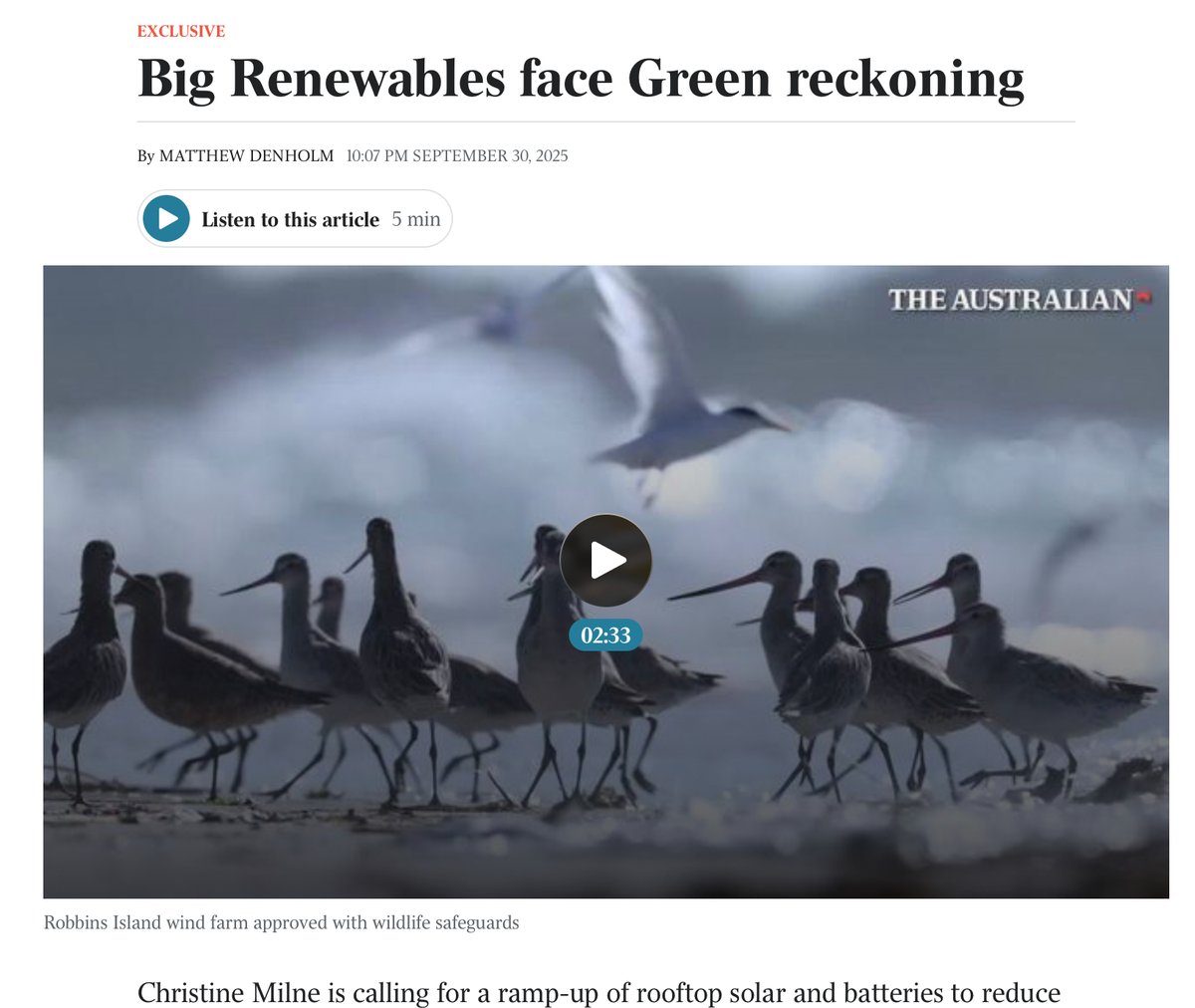 Big Renewables face Green reckoning theaustralian.com.au/nation/more-ro… #renewables #climate #energy #auspol