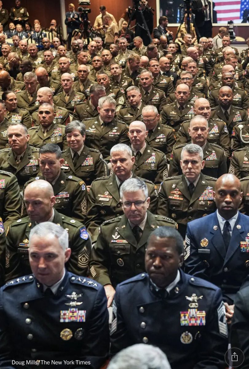 Realizing you have wasted your life.. your career to end up in an authoritarian fascist regime, being ordered to attack citizens and the constitution you signed up to defend... #enemyfromwithin #generals #wardepartment #pentagon #usarmy #usnavy #marines #usairforce  #PeteHegseth