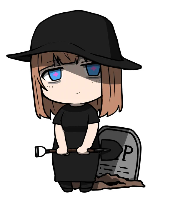 墓荒らしのあぷらチエリちゃん 次回も楽しみ～ (クマつけたのは個人的趣味。胃が弱いからかも) #ちぇり絵